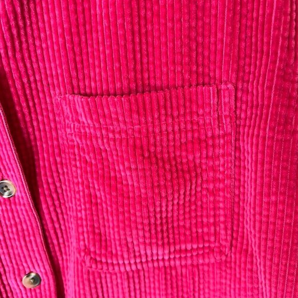 L.L. Bean Shacket Womens Size Medium Hot Pink Corduroy Button Down Cotton Fall - Picture 9 of 16